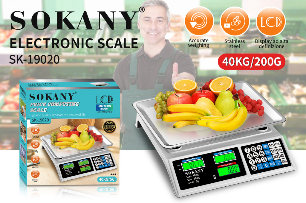 ជញ្ជីងថ្លឹងគណនាតម្លៃ 40KG SOKANY